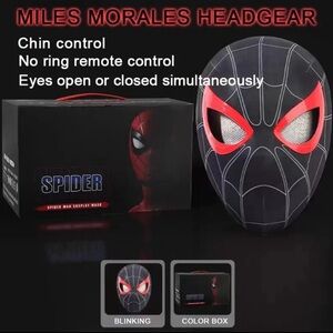 New Spider man realistic eye blinking mask cosplay costume black red